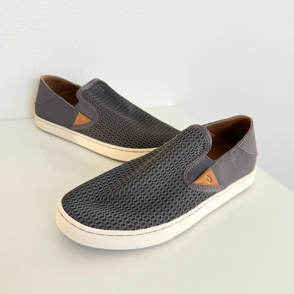 Olukai Women's Pehuea Canvas Slip On Shoes Sneaker Convertible Mule Gray Size 8